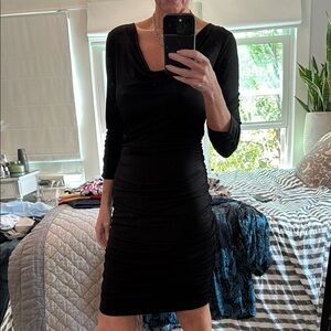 Boston Proper Black Cowl Neck Sheath Dress